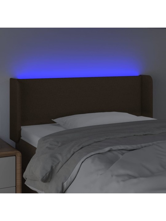 Gultas galvgalis ar led, 83x16x78/88 cm, tumši brūns audums