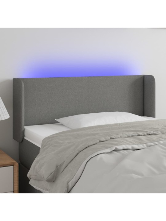Gultas galvgalis ar led, 93x16x78/88 cm, tumši pelēks audums
