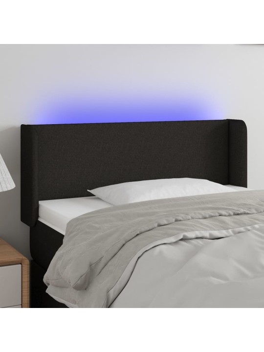 Gultas galvgalis ar led, 93x16x78/88 cm, melns audums