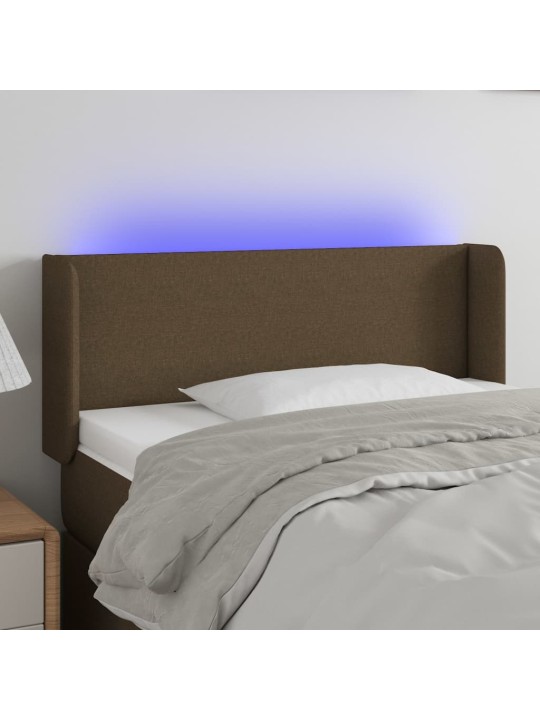 Gultas galvgalis ar led, 93x16x78/88 cm, tumši brūns audums