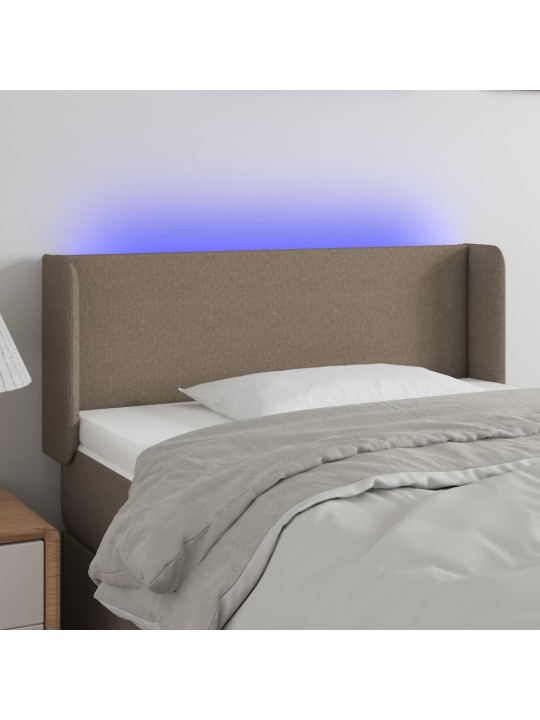 Gultas galvgalis ar led, 93x16x78/88 cm, pelēkbrūns audums