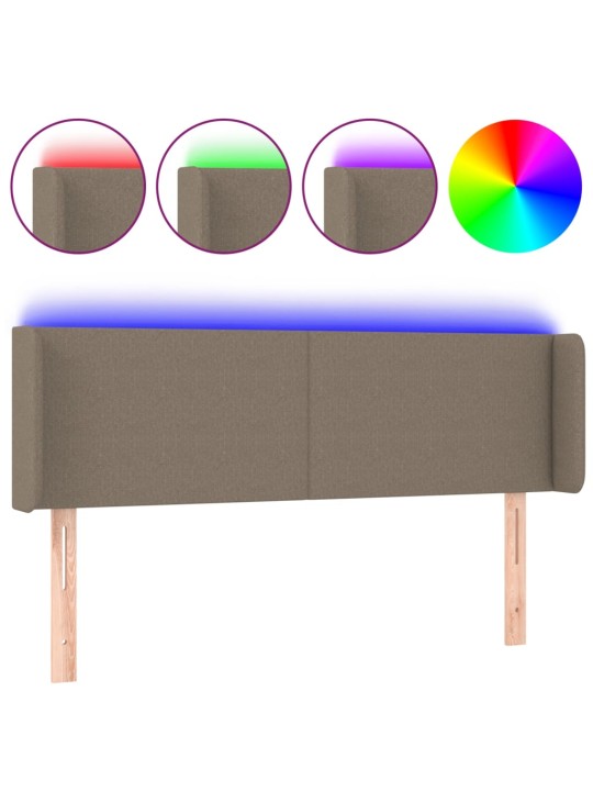 Gultas galvgalis ar LED, 147x16x78/88 cm, pelēkbrūns audums