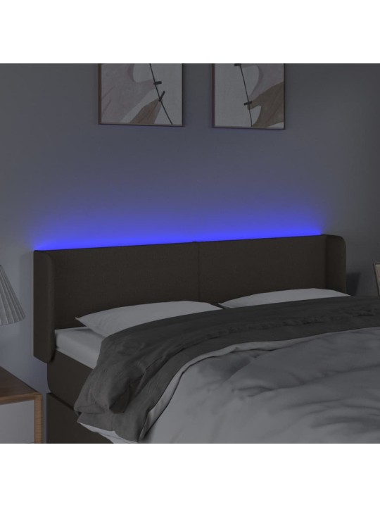 Gultas galvgalis ar LED, 147x16x78/88 cm, pelēkbrūns audums