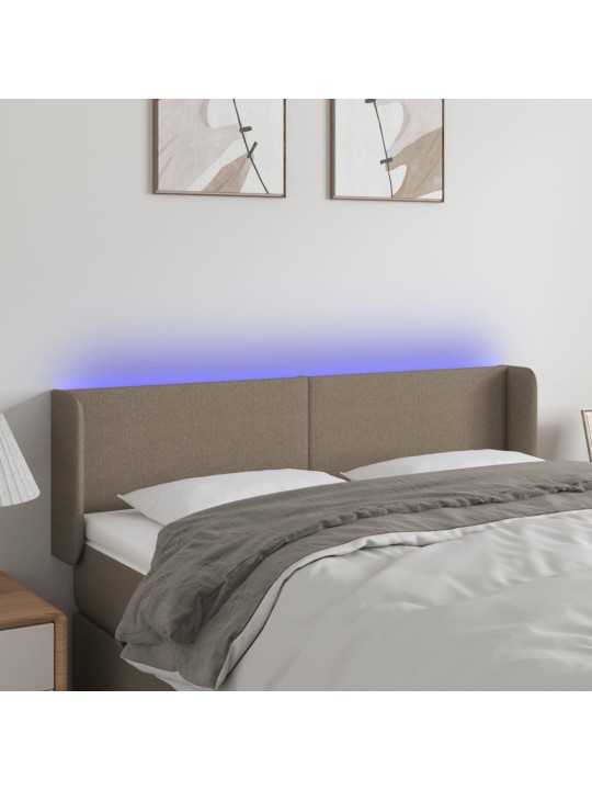 Gultas galvgalis ar LED, 147x16x78/88 cm, pelēkbrūns audums