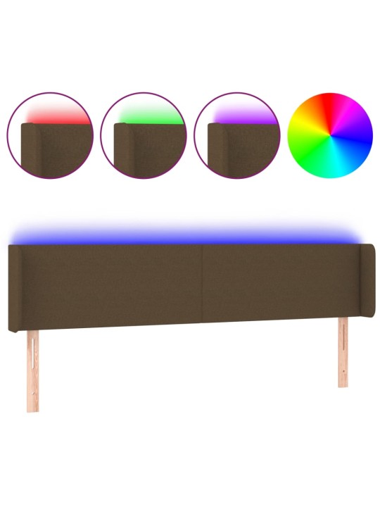 Gultas galvgalis ar led, 183x16x78/88 cm, tumši brūns audums