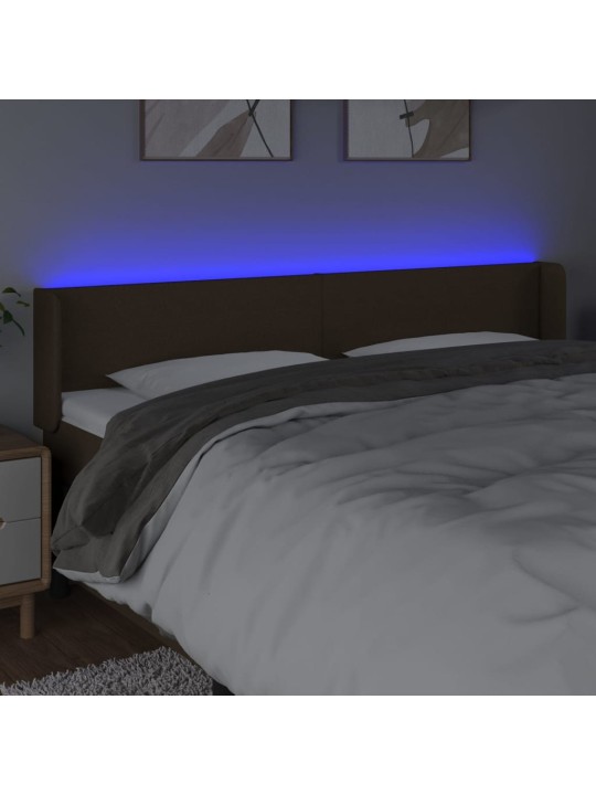 Gultas galvgalis ar led, 183x16x78/88 cm, tumši brūns audums