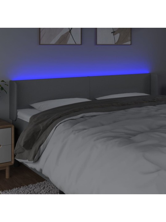 Gultas galvgalis ar led, 203x16x78/88 cm, gaiši pelēks audums