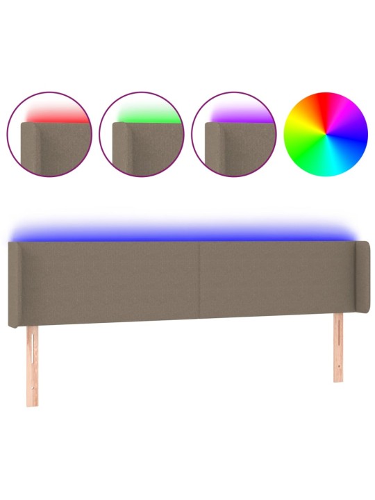 Gultas galvgalis ar led, 203x16x78/88 cm, pelēkbrūns audums