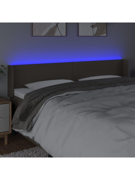 Gultas galvgalis ar led, 203x16x78/88 cm, pelēkbrūns audums