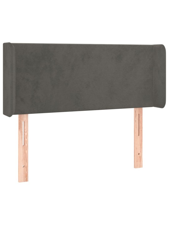 Gultas galvgalis ar led, 93x16x78/88 cm, tumši pelēks samts