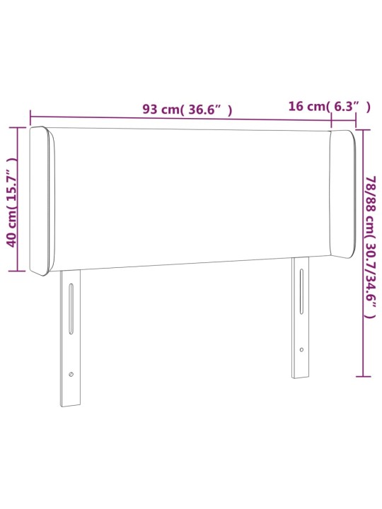 Gultas galvgalis ar led, 93x16x78/88 cm, tumši zaļš samts