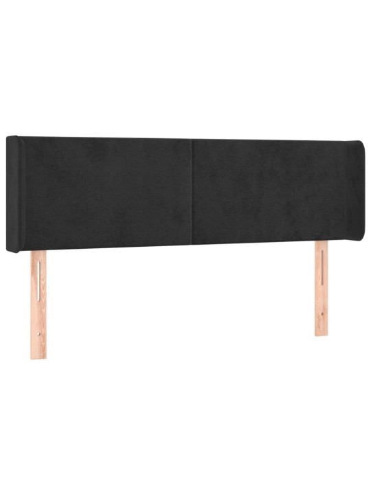 Gultas galvgalis ar LED, 147x16x78/88 cm, melns samts