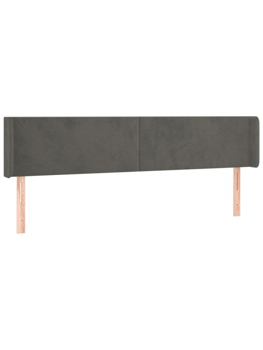 Gultas galvgalis ar LED, 163x16x78/88 cm, tumši pelēks samts