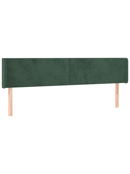 Gultas galvgalis ar LED, 163x16x78/88 cm, tumši zaļš samts