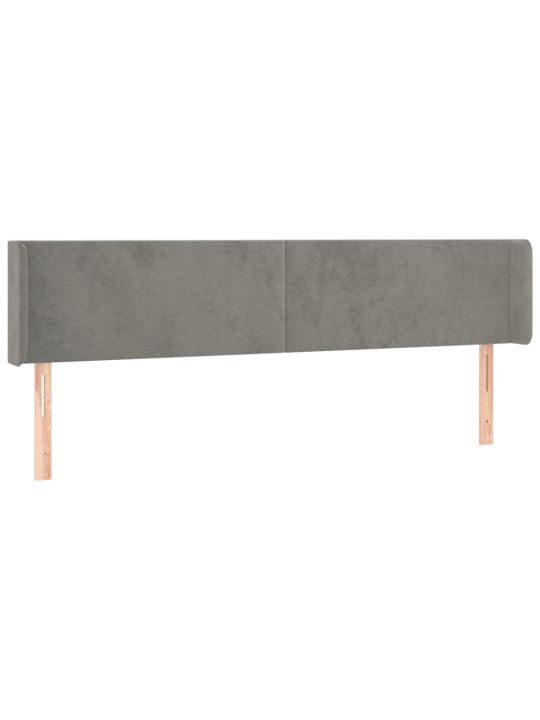 Gultas galvgalis ar led, 183x16x78/88 cm, gaiši pelēks samts