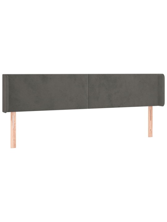 Gultas galvgalis ar led, 203x16x78/88 cm, tumši pelēks samts