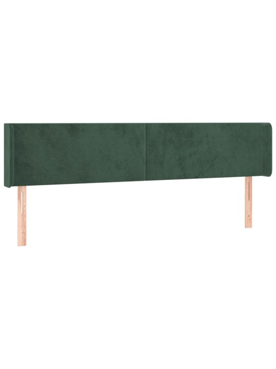 Gultas galvgalis ar led, 203x16x78/88 cm, tumši zaļš samts