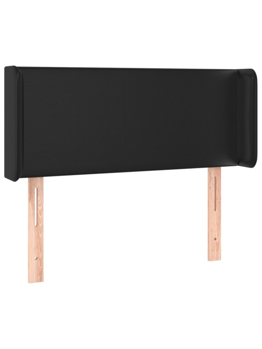 Gultas galvgalis ar led, 93x16x78/88 cm, melna mākslīgā āda