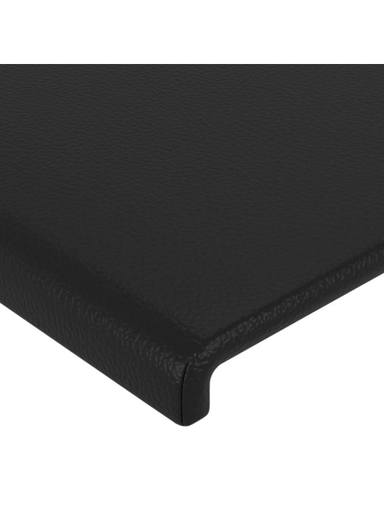 Gultas galvgalis ar led, 93x16x78/88 cm, melna mākslīgā āda