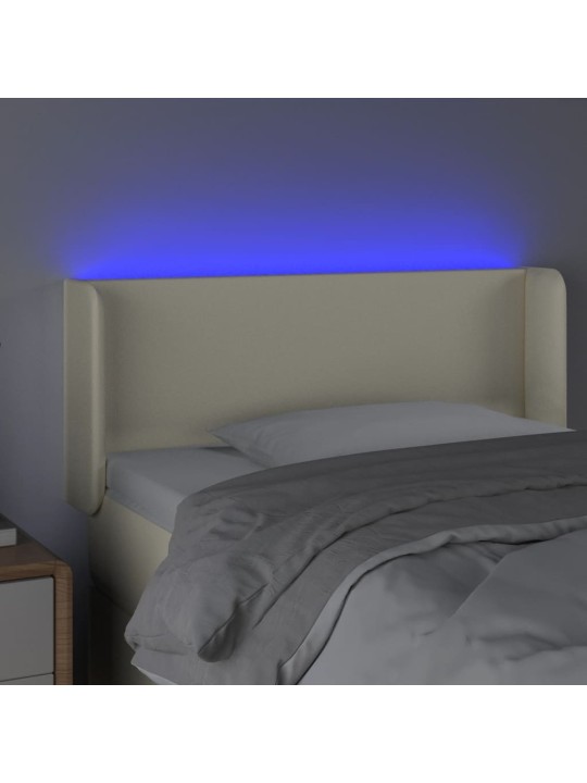 Gultas galvgalis ar led, 93x16x78/88cm, krēmkrāsas mākslīgā āda
