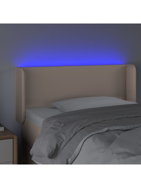 Gultas galvgalis ar led, 93x16x78/88 cm, kapučīno mākslīgā āda