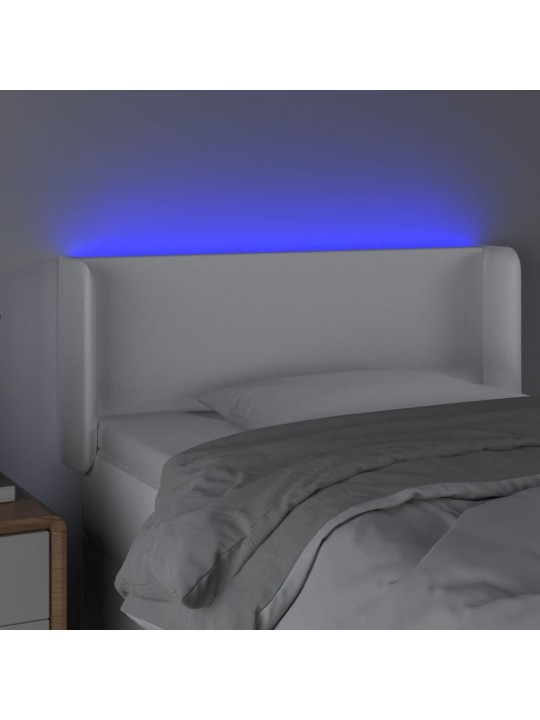 Gultas galvgalis ar LED, 103x16x78/88 cm, balta mākslīgā āda