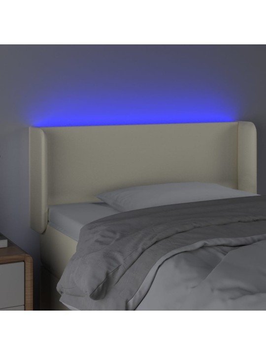 Gultas galvgalis ar led, 103x16x78/88 cm, krēmkrāsas