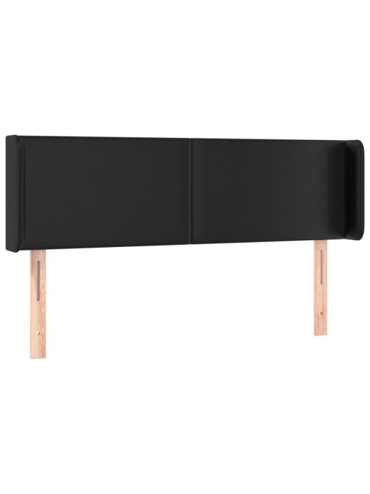 Gultas galvgalis ar LED, 147x16x78/88 cm, melna mākslīgā āda