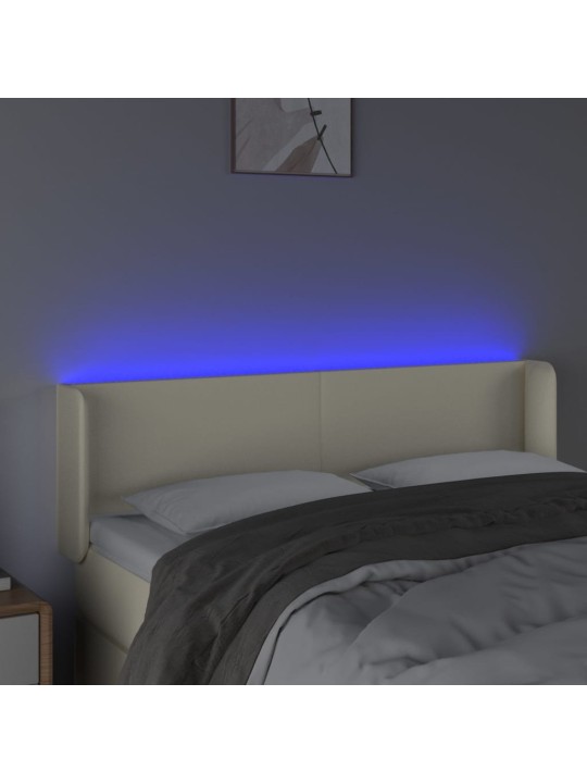 Gultas galvgalis ar led, 147x16x78/88 cm, krēmkrāsas