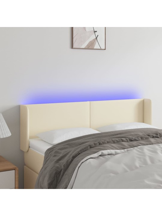 Gultas galvgalis ar led, 147x16x78/88 cm, krēmkrāsas