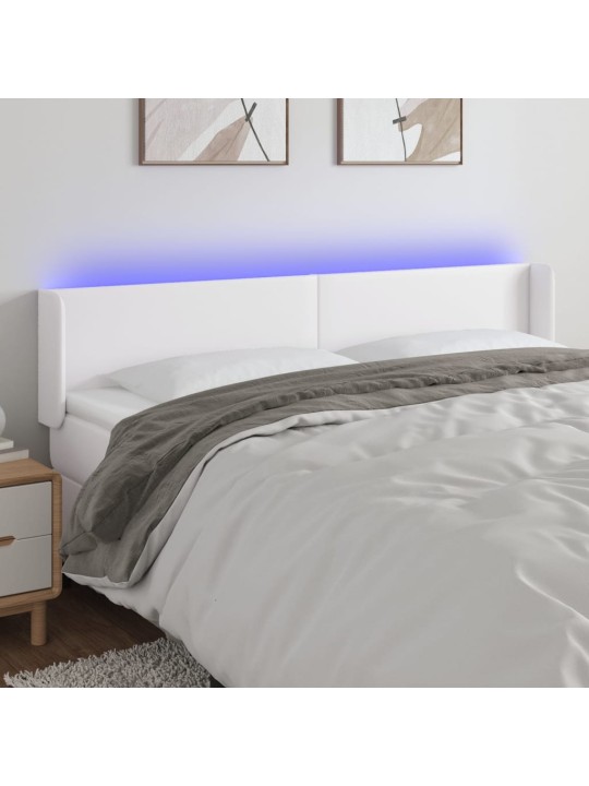 Gultas galvgalis ar LED, 163x16x78/88 cm, balta mākslīgā āda