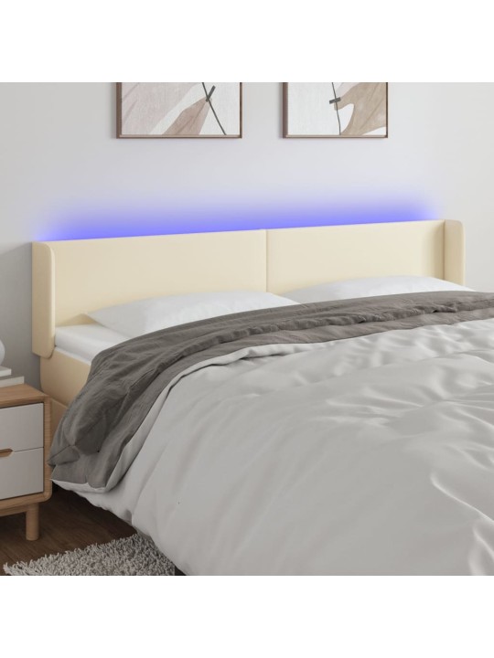 Gultas galvgalis ar led, 163x16x78/88 cm, krēmkrāsas