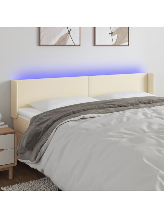 Gultas galvgalis ar led, 203x16x78/88 cm, krēmkrāsas