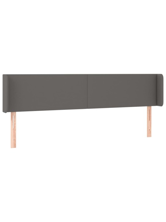 Gultas galvgalis ar led, 203x16x78/88 cm, pelēka mākslīgā āda