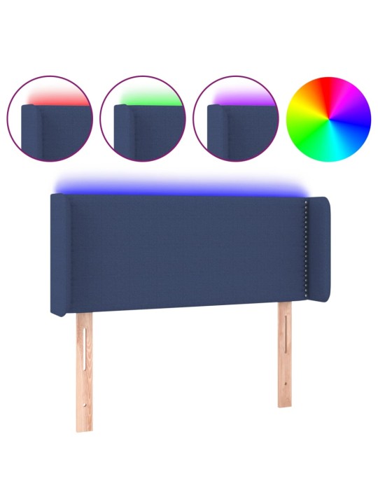 Gultas galvgalis ar led, 83x16x78/88 cm, zils audums