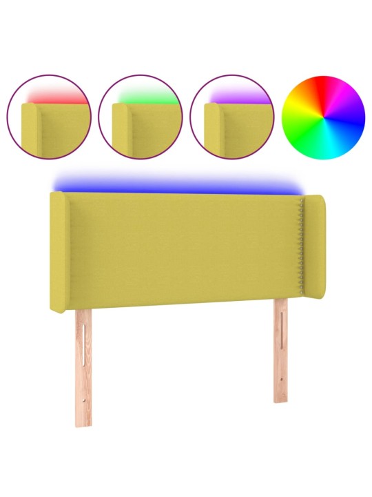Gultas galvgalis ar LED, 83x16x78/88 cm, zaļš audums