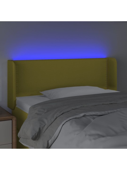 Gultas galvgalis ar LED, 83x16x78/88 cm, zaļš audums