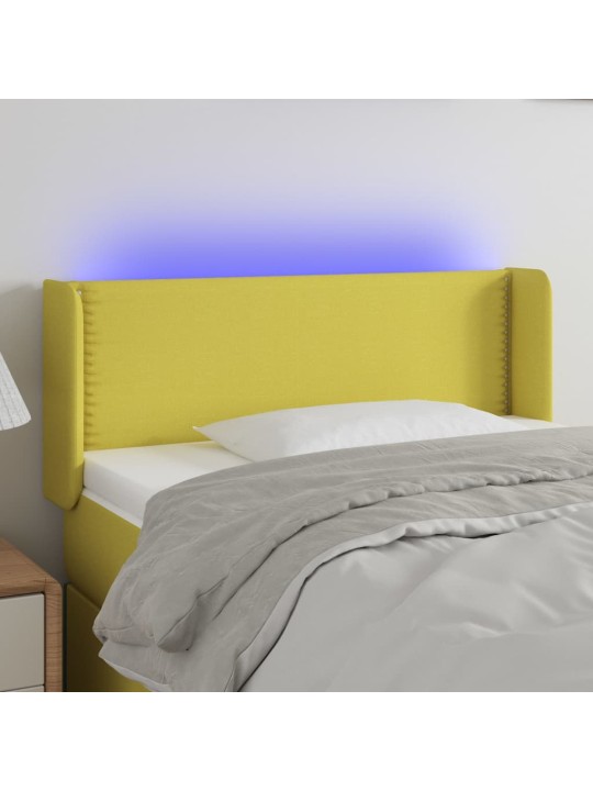 Gultas galvgalis ar LED, 83x16x78/88 cm, zaļš audums