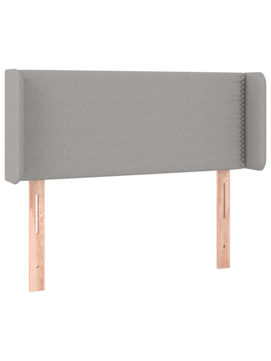 Gultas galvgalis ar led, 93x16x78/88 cm, gaiši pelēks audums
