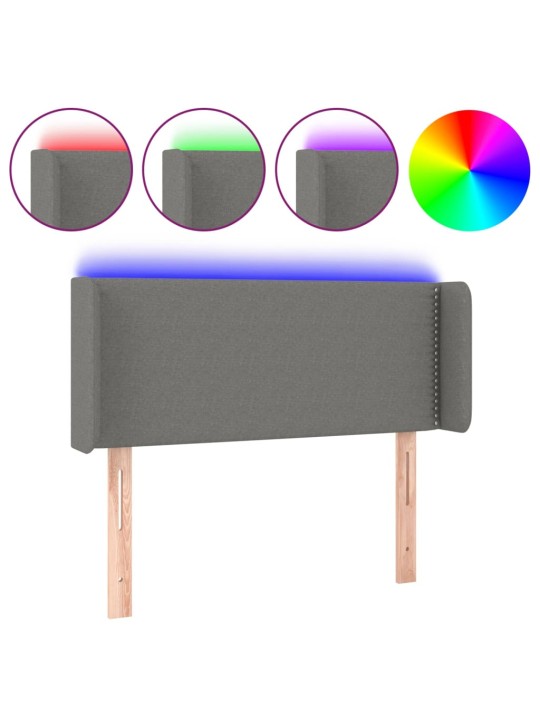 Gultas galvgalis ar led, 93x16x78/88 cm, tumši pelēks audums
