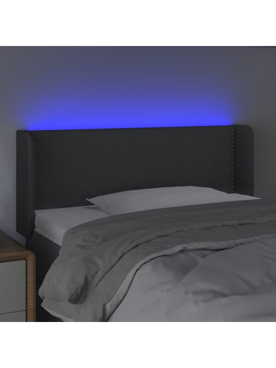 Gultas galvgalis ar led, 93x16x78/88 cm, tumši pelēks audums
