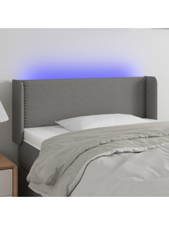 Gultas galvgalis ar led, 93x16x78/88 cm, tumši pelēks audums