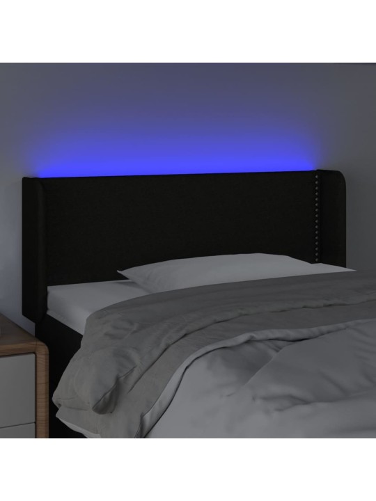 Gultas galvgalis ar led, 93x16x78/88 cm, melns audums