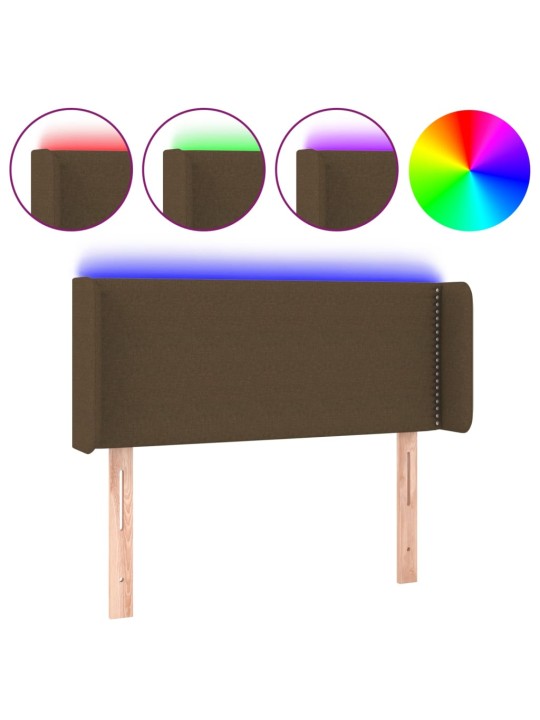 Gultas galvgalis ar led, 93x16x78/88 cm, tumši brūns audums