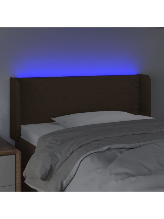 Gultas galvgalis ar led, 93x16x78/88 cm, tumši brūns audums