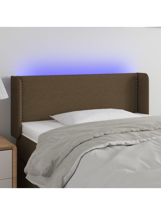 Gultas galvgalis ar led, 93x16x78/88 cm, tumši brūns audums