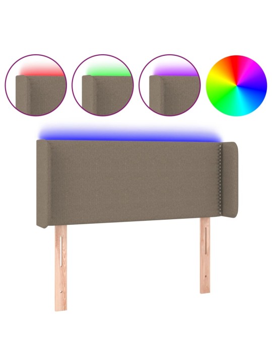 Gultas galvgalis ar led, 93x16x78/88 cm, pelēkbrūns audums