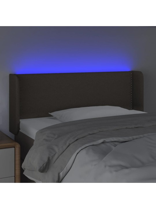 Gultas galvgalis ar led, 93x16x78/88 cm, pelēkbrūns audums