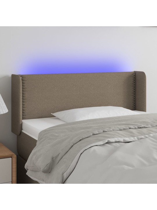 Gultas galvgalis ar led, 93x16x78/88 cm, pelēkbrūns audums