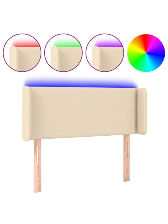 Gultas galvgalis ar led, 93x16x78/88 cm, krēmkrāsas audums